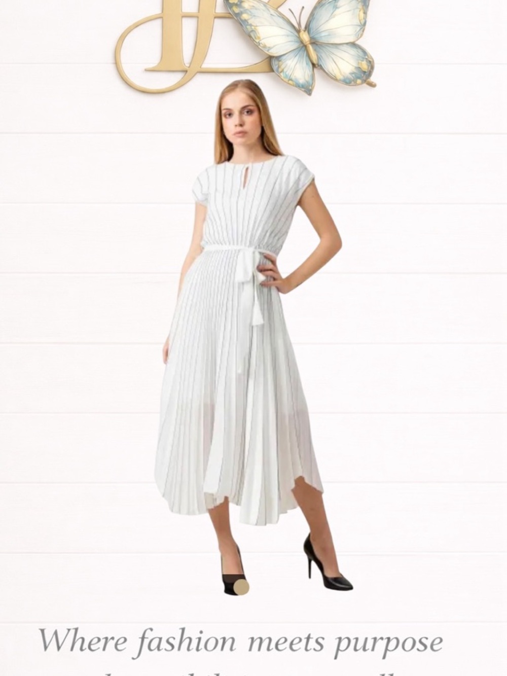 Boss - Midi Dress In Plissé Fabric With Asymmetric Hemline 6